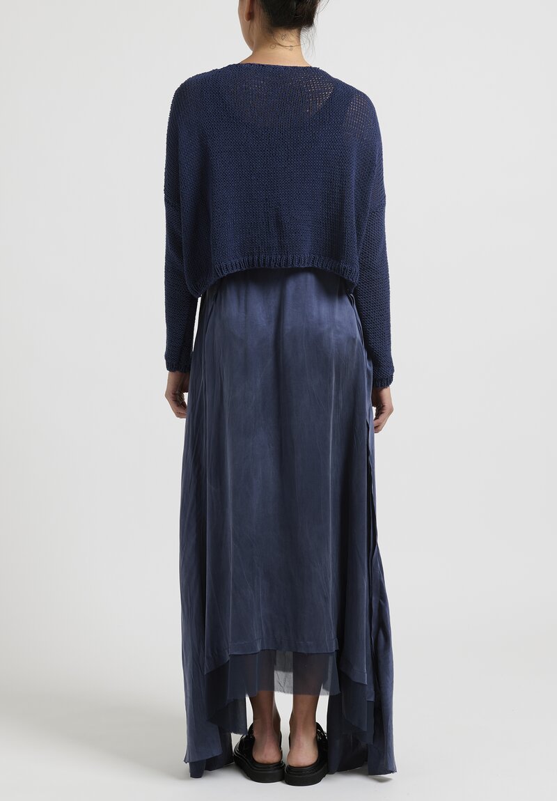 Umit Unal Long Silk Skirt in Blue
