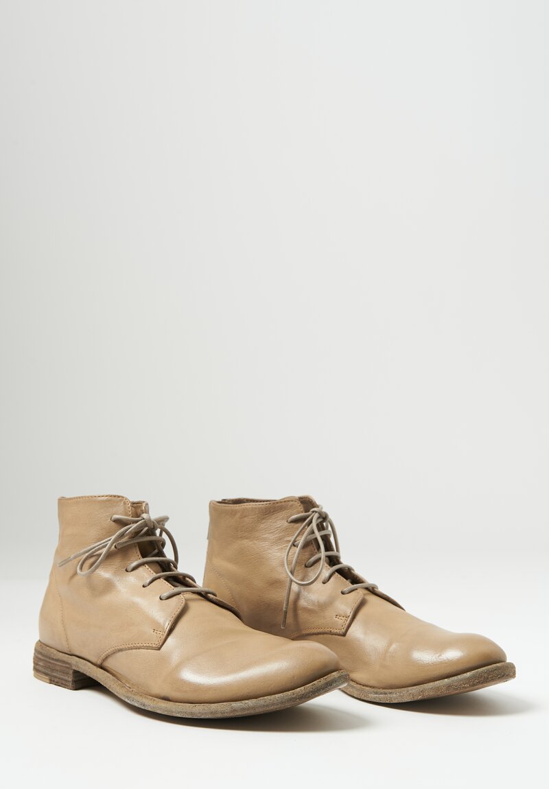 Officine Creative Lexikon Ignis T Leather Lace Up Bootie in Taupe Natural	