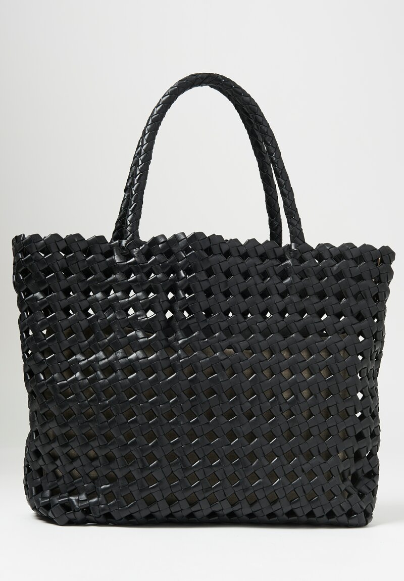 Officine Creative Woven Leather Button Bag Nero	