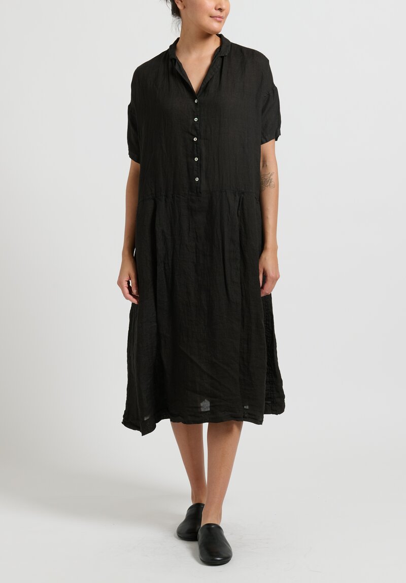 Album di Famiglia Light Linen Dress in Black | Santa Fe Dry Goods