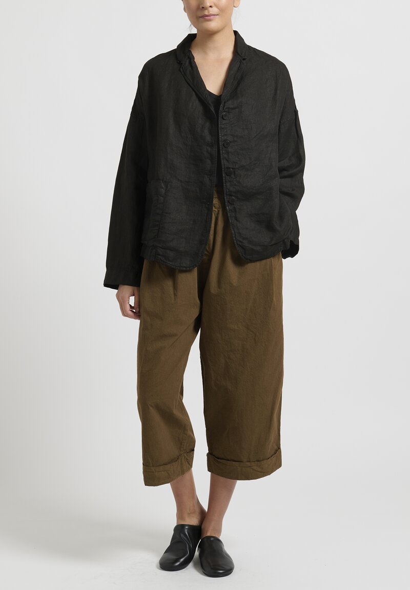 Album de Famiglia Linen Loose Blazer in Black | Santa Fe Dry