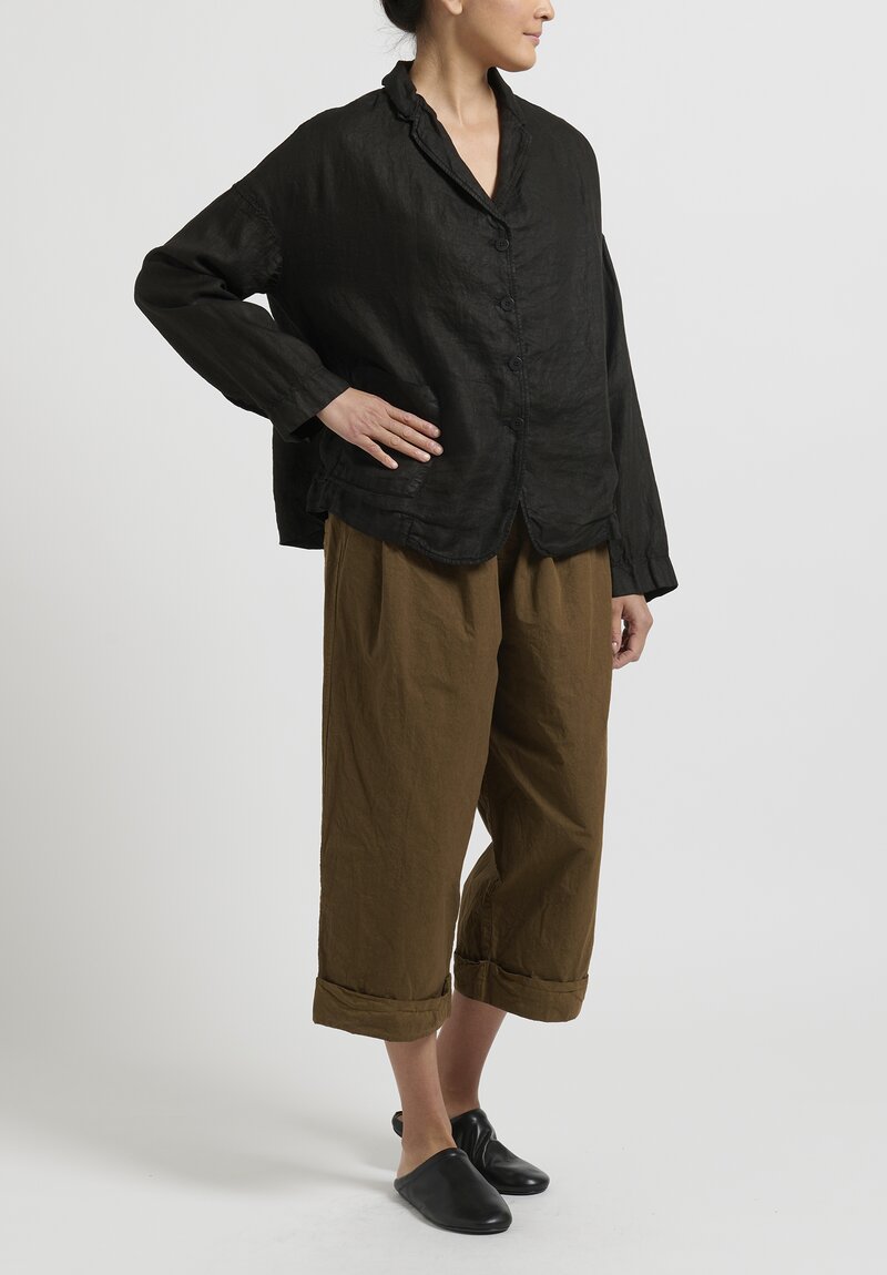 Album de Famiglia Linen Loose Blazer in Black | Santa Fe Dry