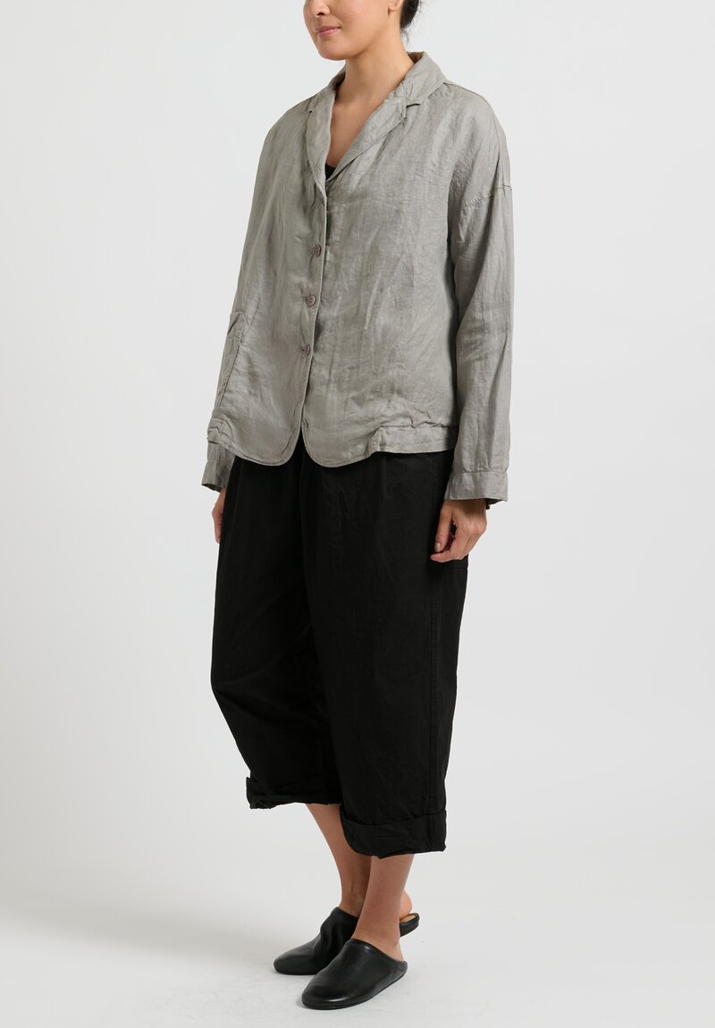 Album de Famiglia Linen Loose Blazer in Stone Grey	