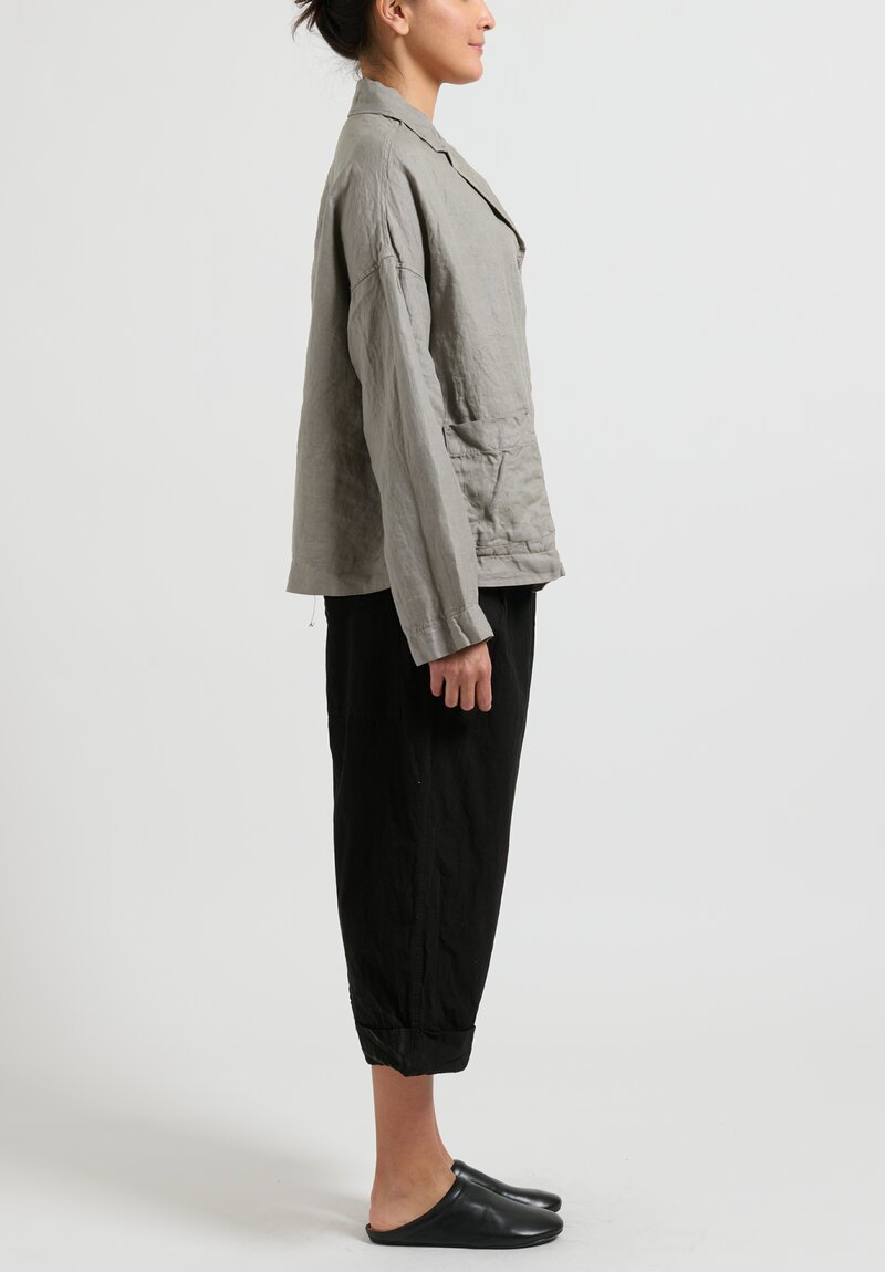 Album de Famiglia Linen Loose Blazer in Stone Grey	