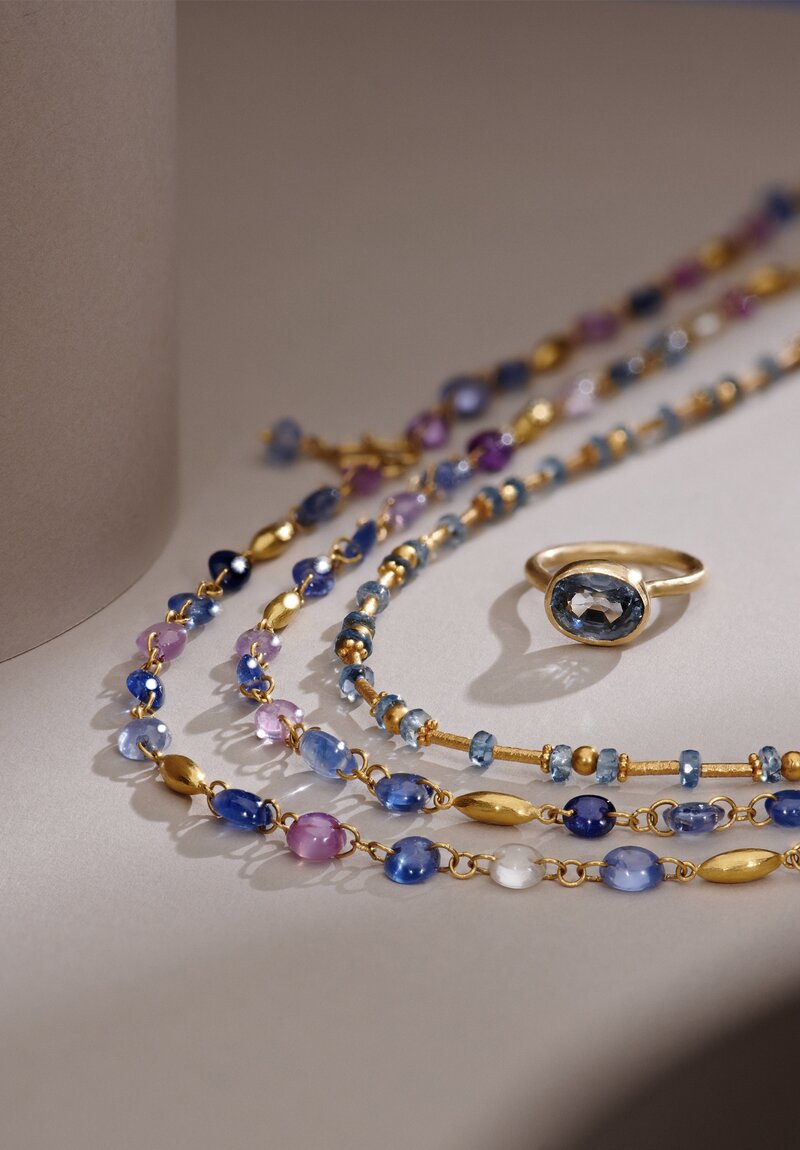 Scrives 22K, Multicolor Sapphire Necklace	