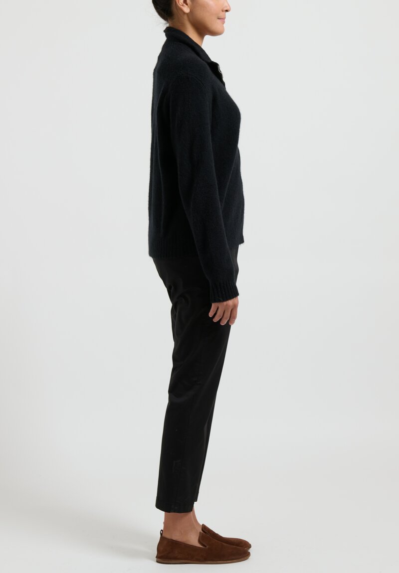 Boboutic Cashmere/ Silk Zip-Up Cardigan in Black