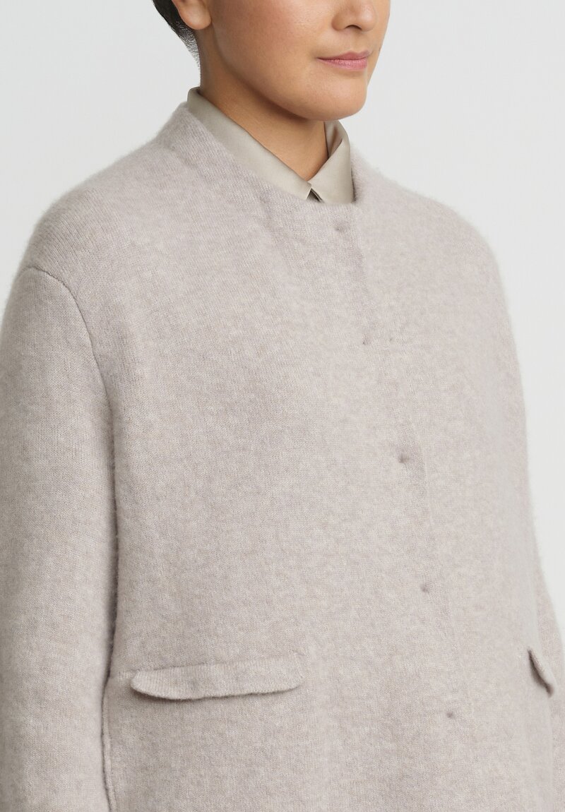 Boboutic Cashmere/ Silk Button-Up Jacket in Pearl Grey	
