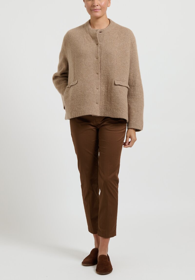 	Boboutic Cashmere/ Silk Button-Up Jacket in Taupe Brown