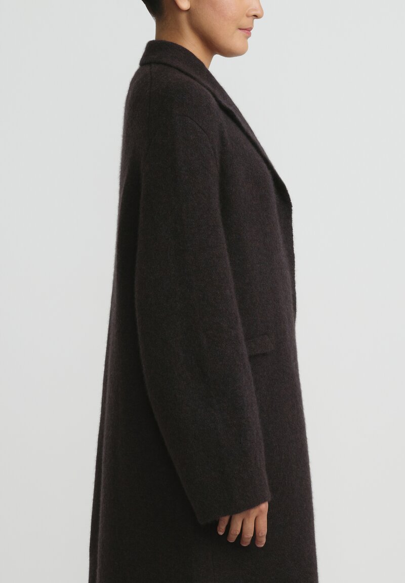 Boboutic Cashmere Silk Long Coat in Dark Brown