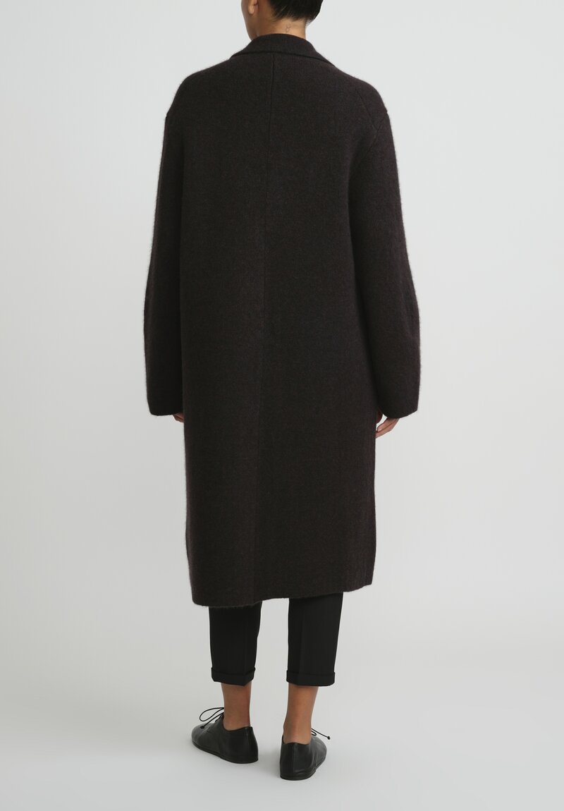 Boboutic Cashmere Silk Long Coat in Dark Brown