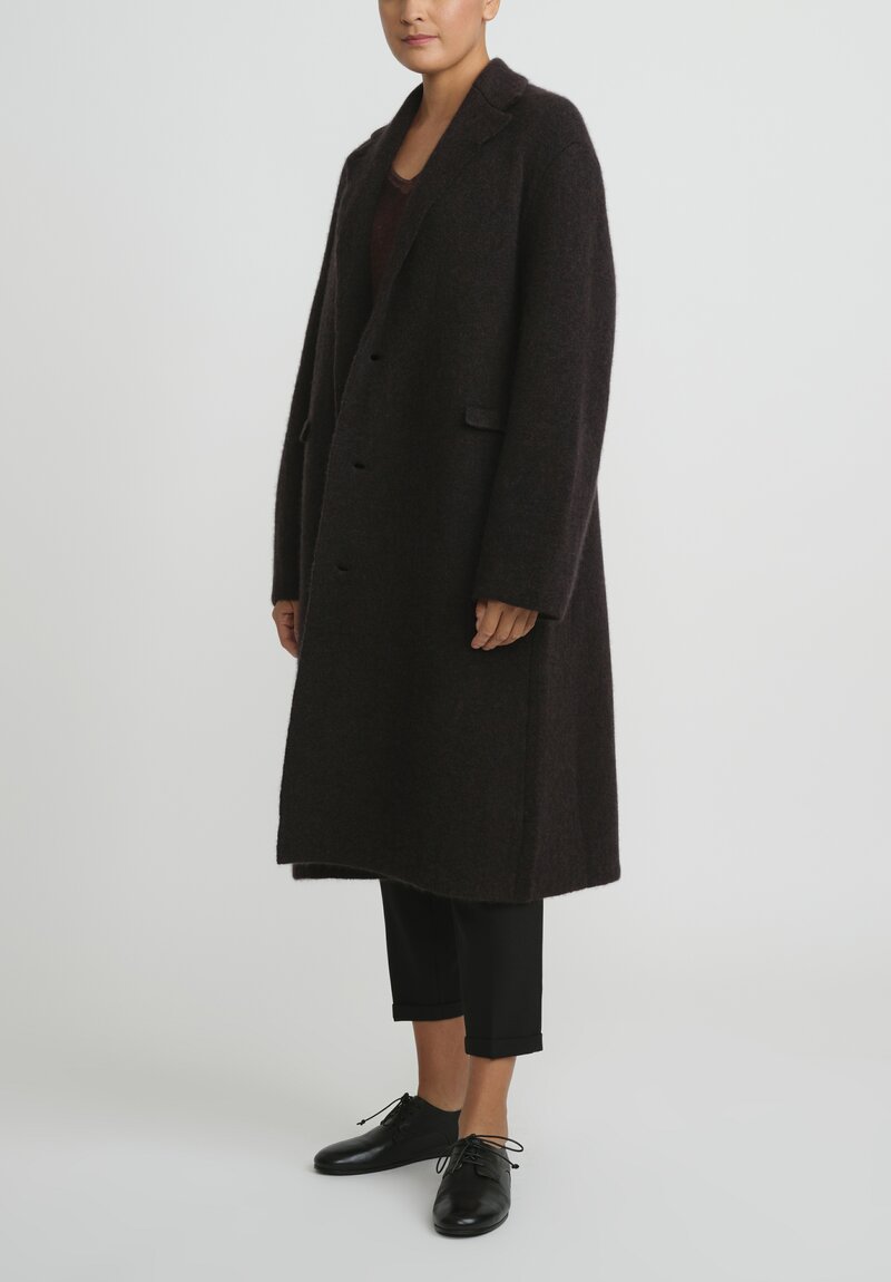 Boboutic Cashmere Silk Long Coat in Dark Brown