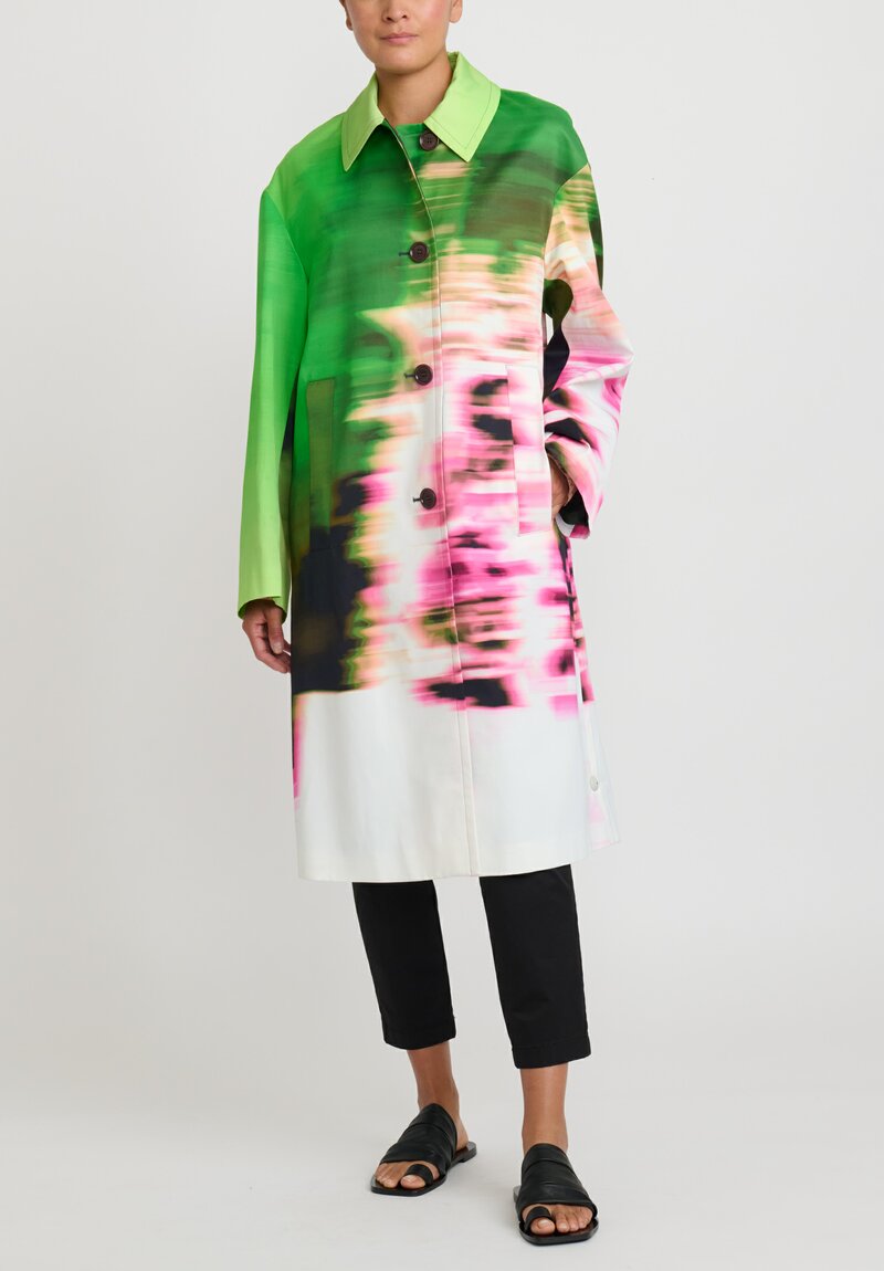 Dries Van Noten Rinks Coat in Green Blur | Santa Fe Dry Goods