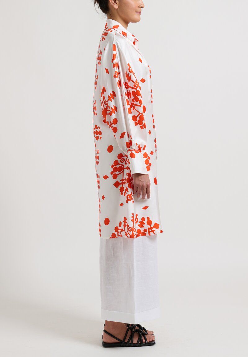Rianna + Nina Monica Silk Geometria Blouse Dress in Kerassi White	