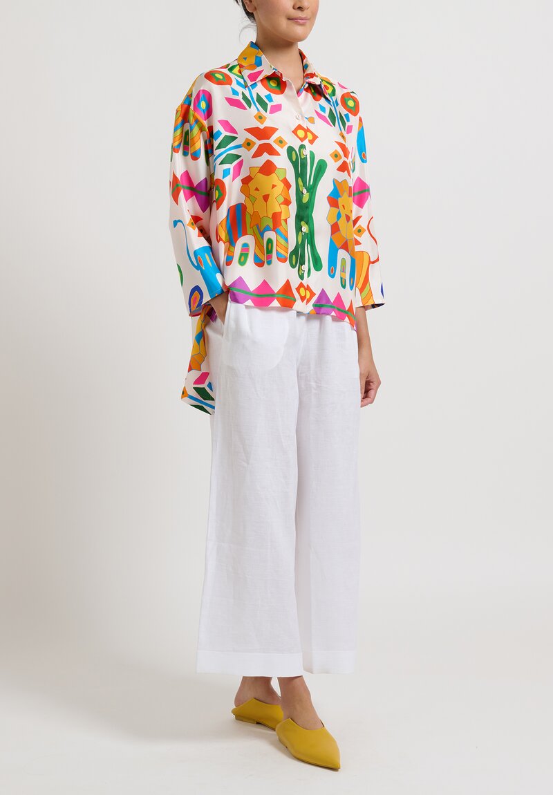 Rianna + Nina Silk Geometria Kathi Shirt in Leondari White	