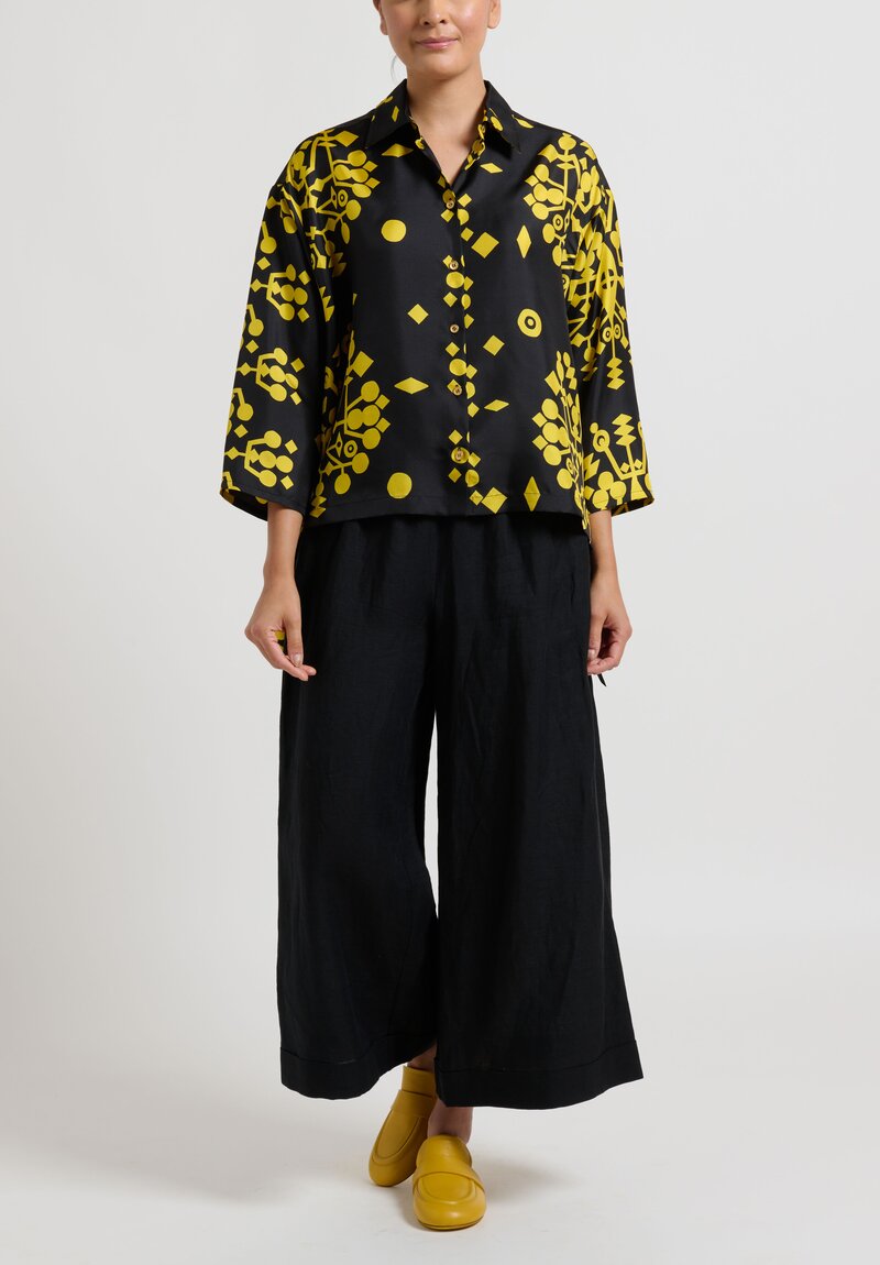 Rianna + Nina Silk Geometria Kathi Shirt in Kerassi Black	