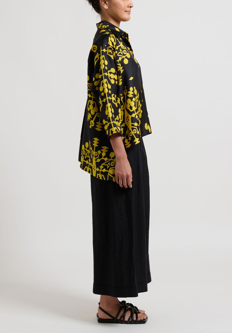 Rianna + Nina Silk Geometria Kathi Shirt in Kerassi Black	