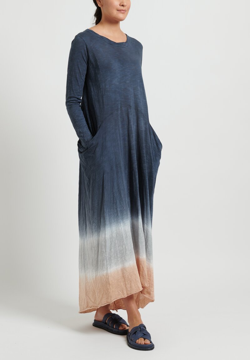 Gilda Midani Long Sleeve Recortes Dress in Ash Blue & Rose	