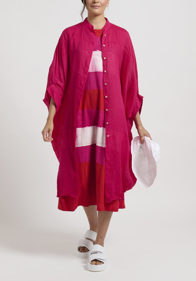 Gilda Midani Striped Short Sleeve Maria Dress in Pink, Tangerine & White	