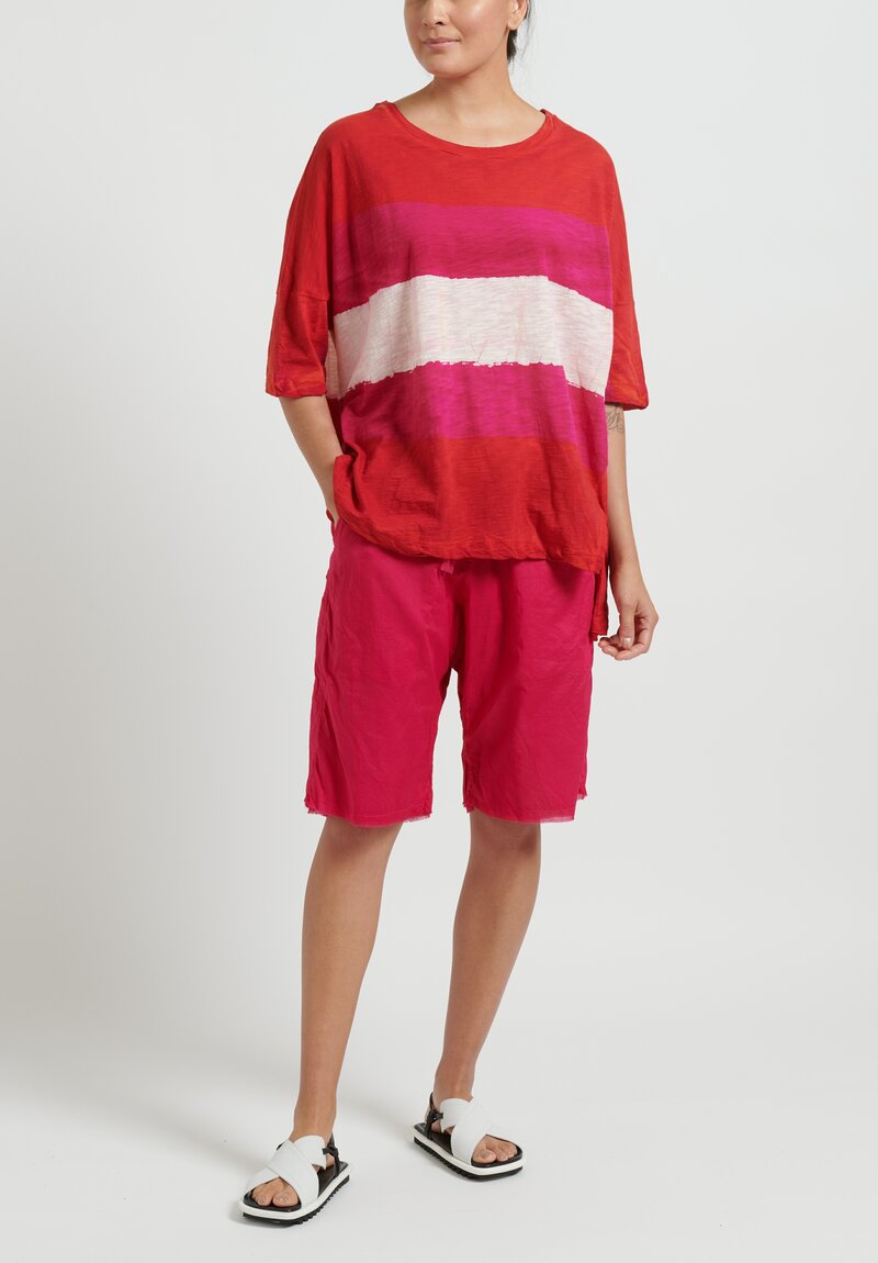 Gilda Midani Striped Short Sleeve Super Tee in Pink, Tangerine & White	