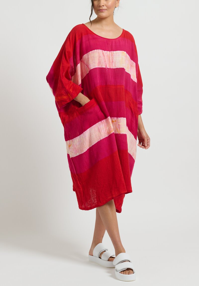 Gilda Midani Striped Bucket Dress in Pink, Tangerine and White	