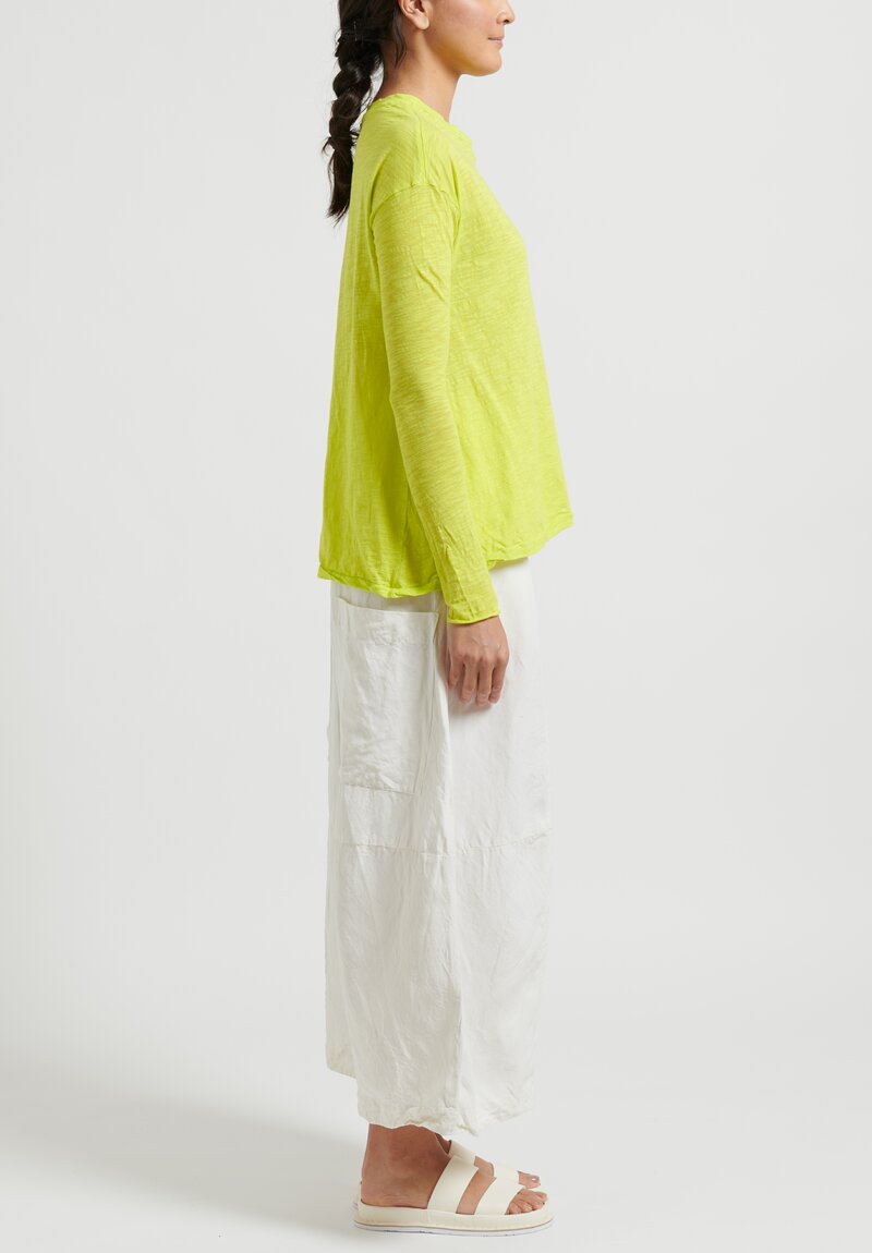Gilda Midani Solid Dyed Long Sleeve Trapeze Tee in Neon Green	