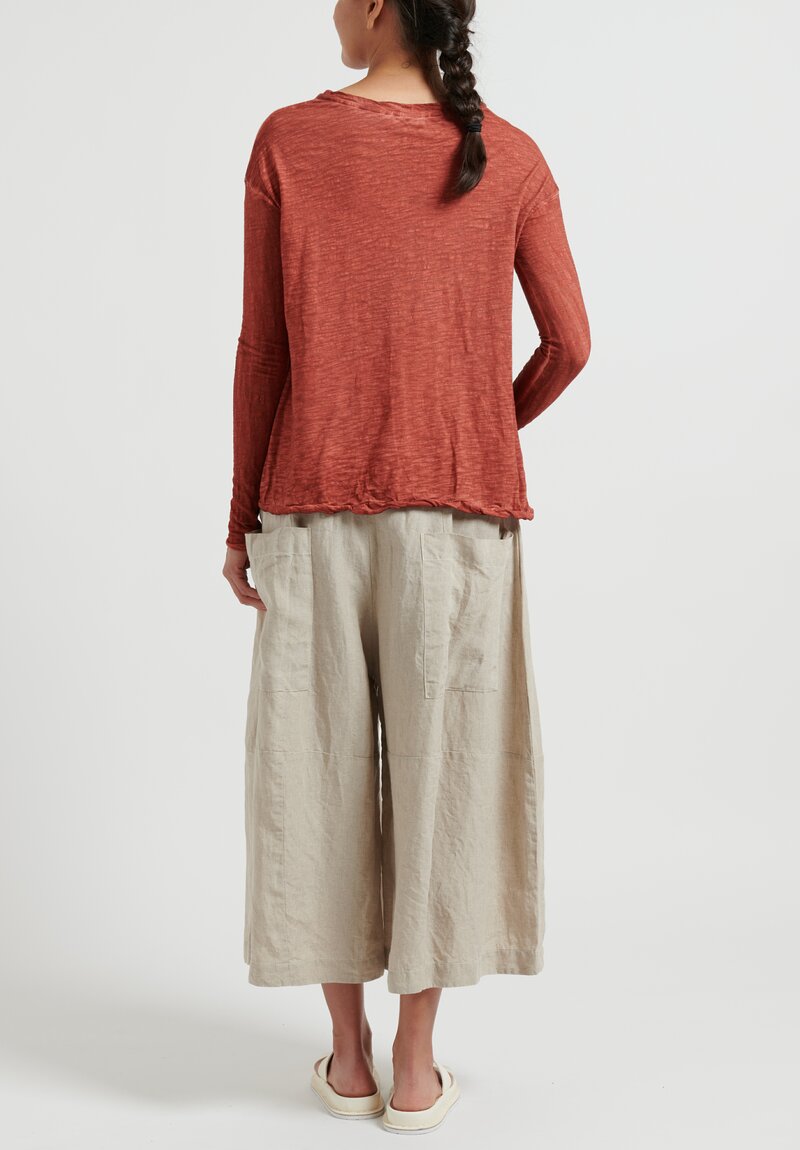 Gilda Midani Solid Dyed Long Sleeve Trapeze Tee in Fire Brick	