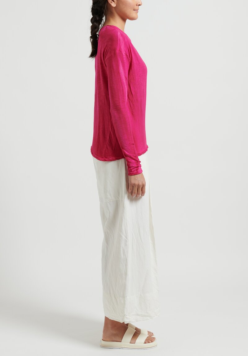 Gilda Midani Solid Dyed Long Sleeve Trapeze Tee in Pink	