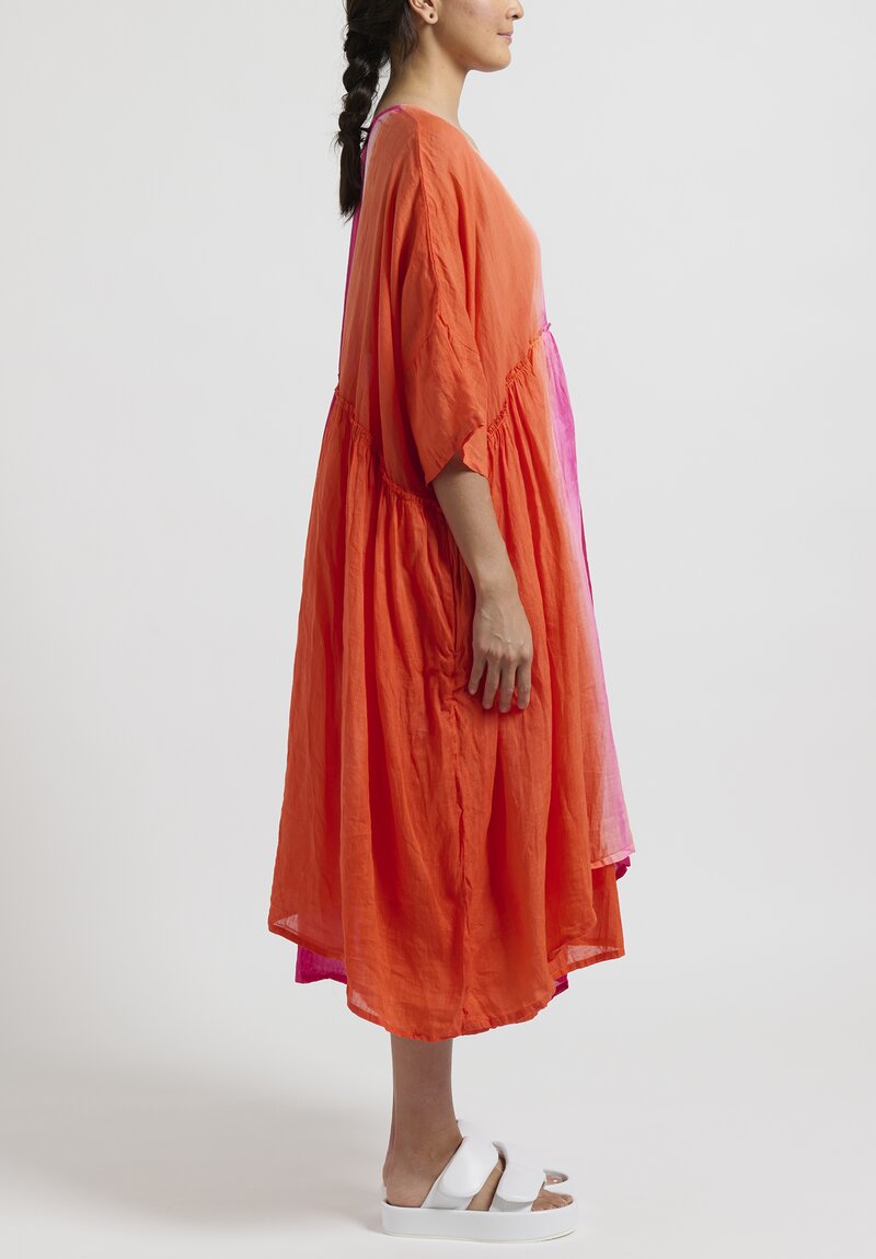 Gilda Midani Neon Wire Linen Over Dress in Pink, Orange and White	