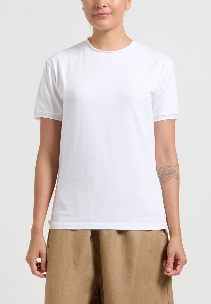 Maison de Soil Crew Neck Cotton T-Shirt in White	