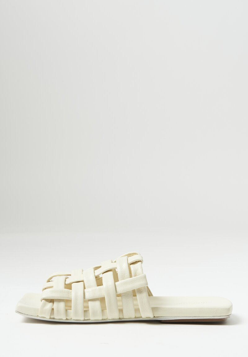 Marséll Leather ''Tavola'' Slide Sandal in Milk	