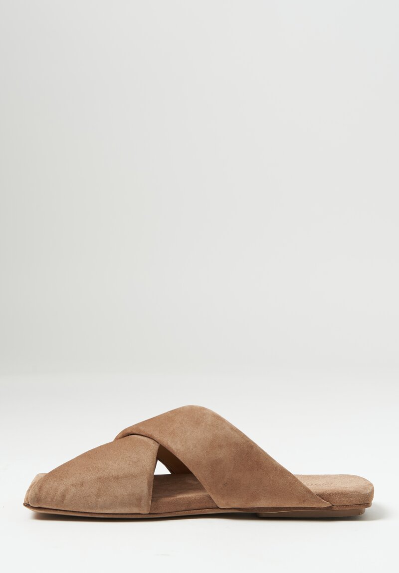 Marséll Leather ''Tavola-Scalzato'' Slide Sandal in Hazelnut Brown	