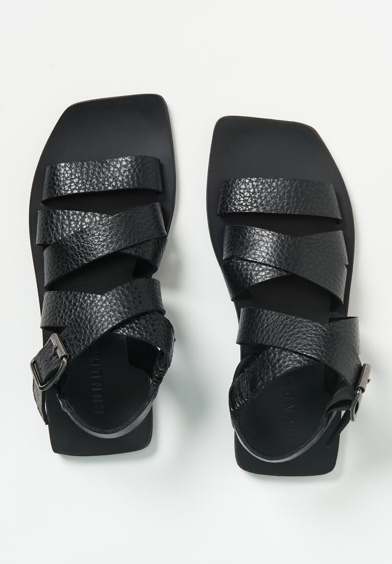 Rundholz Textured Leather Sandals in Black	