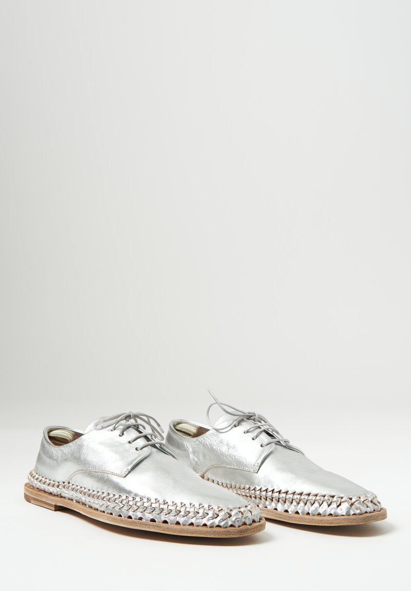 Officine Creative Mabelle Braided Loafer in Silver Argento Opaco	