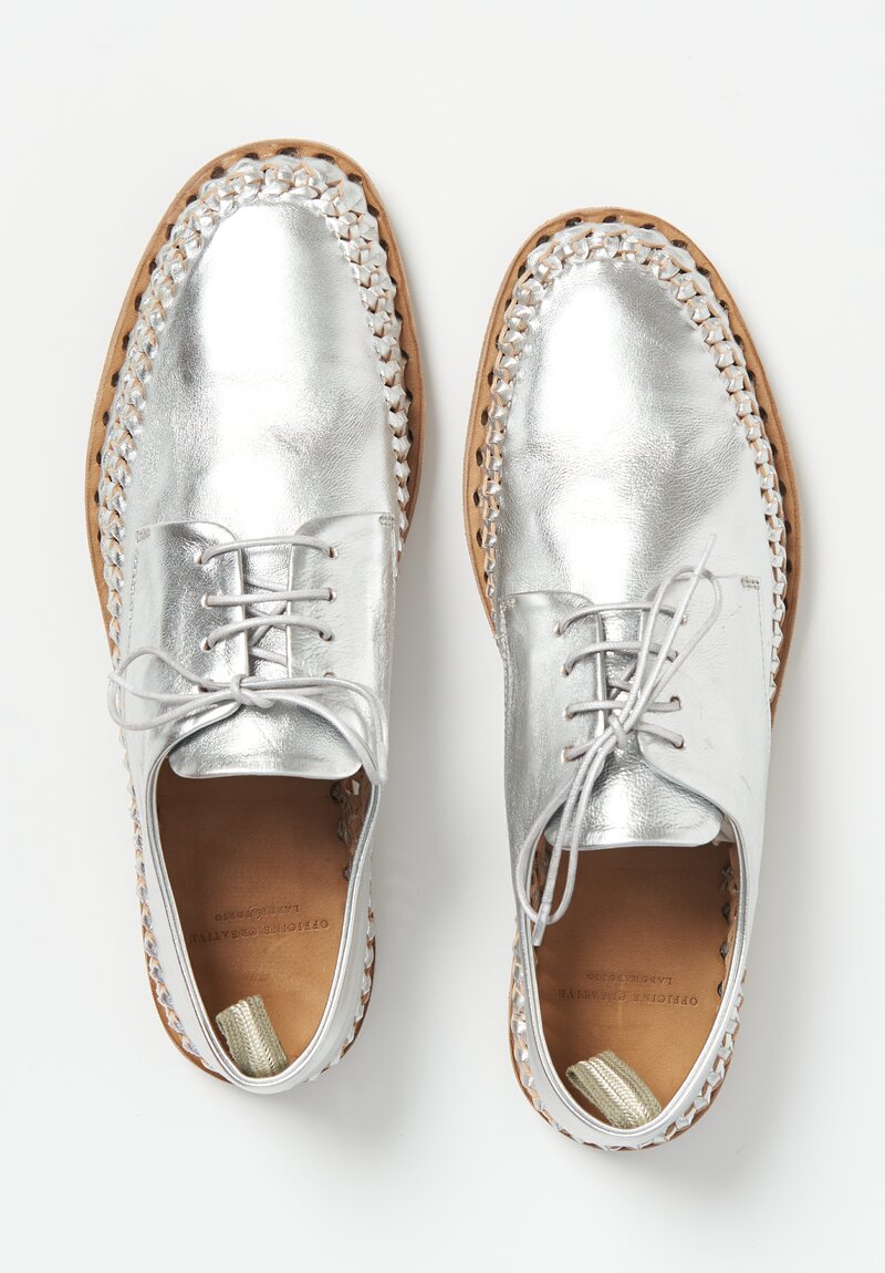 Officine Creative Mabelle Braided Loafer in Silver Argento Opaco	