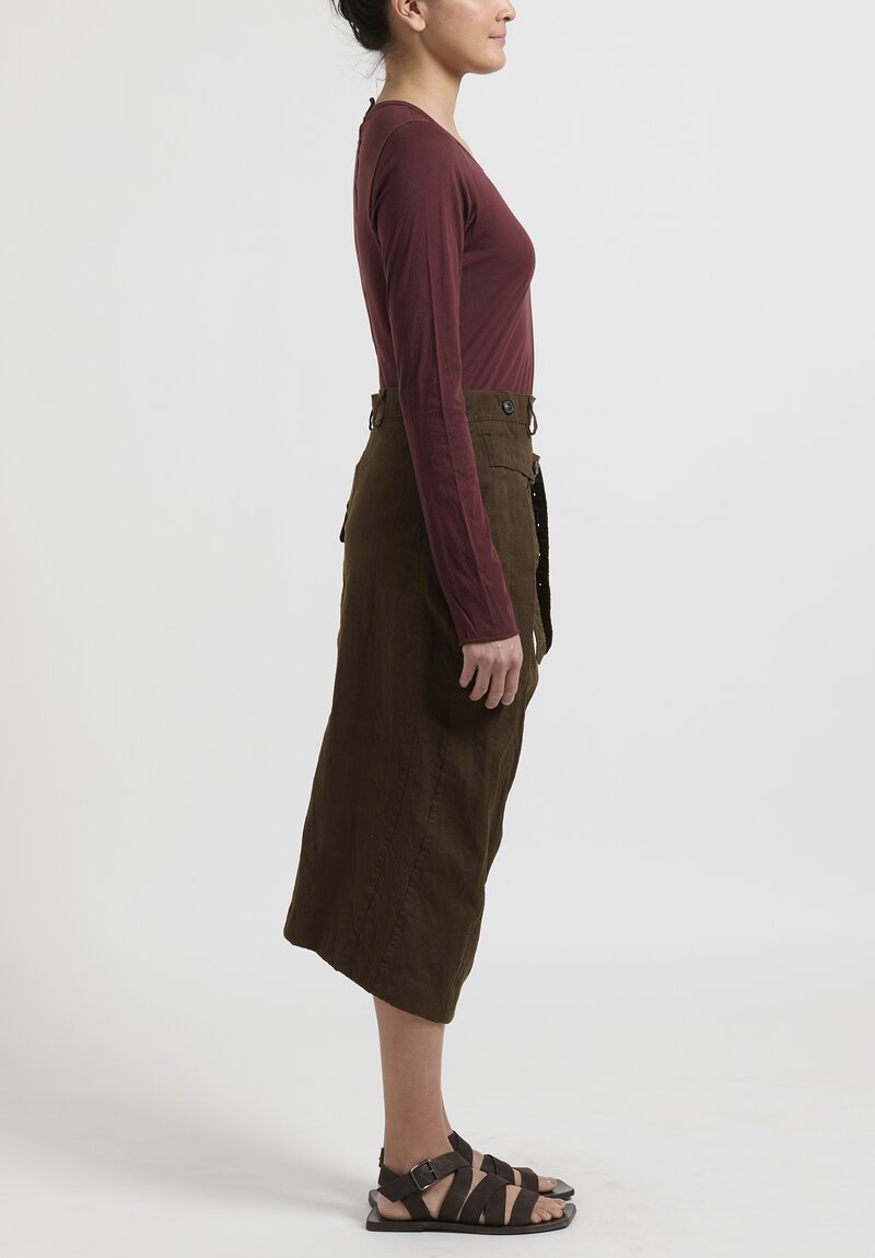 Rundholz Belted Narrow Skirt in Raisin Brown	