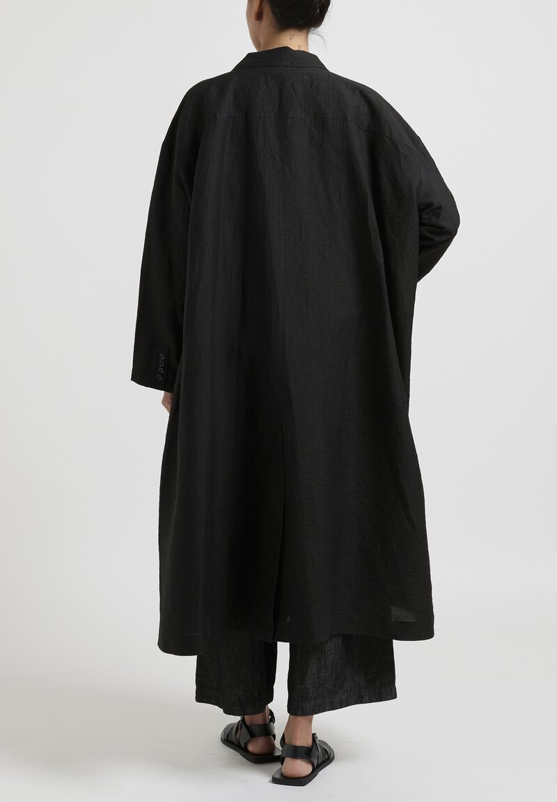 Rundholz Long Cotton Coat in Black	