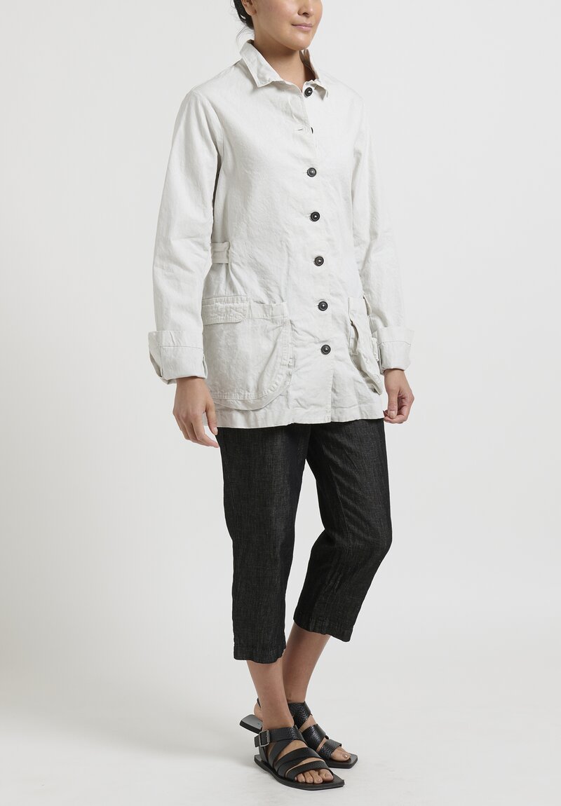 Rundholz Cotton Linen Safari Jacket in Poire White	