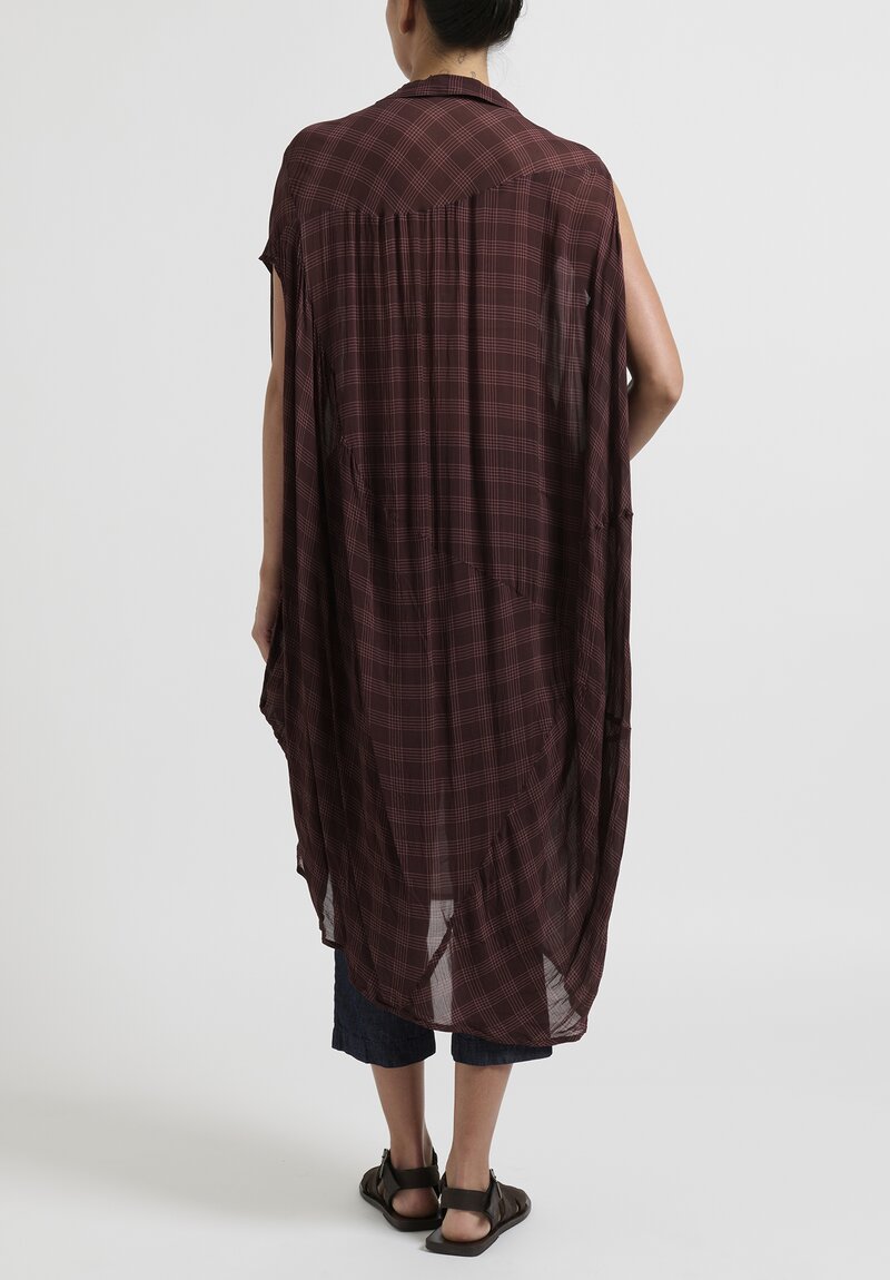 Rundholz Sleeveless Cocoon Dress in Noix Brown Check	