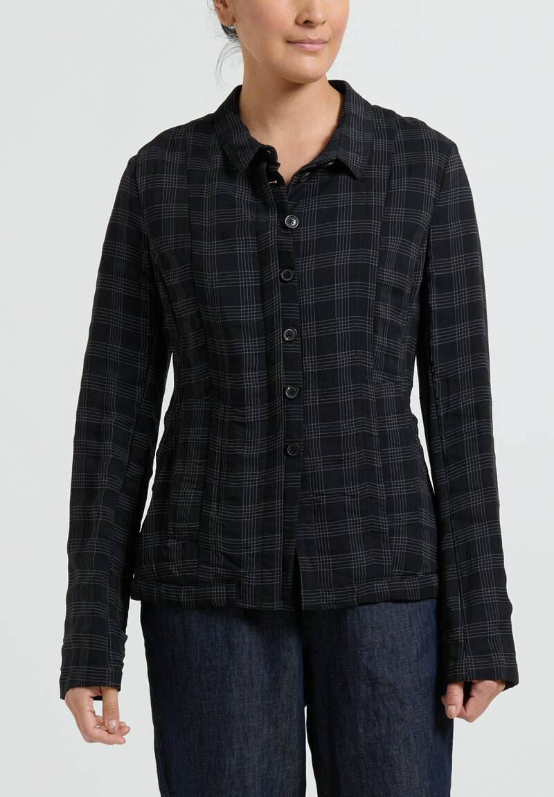 Rundholz Small Collar, Fitted Jacket in Black Check	