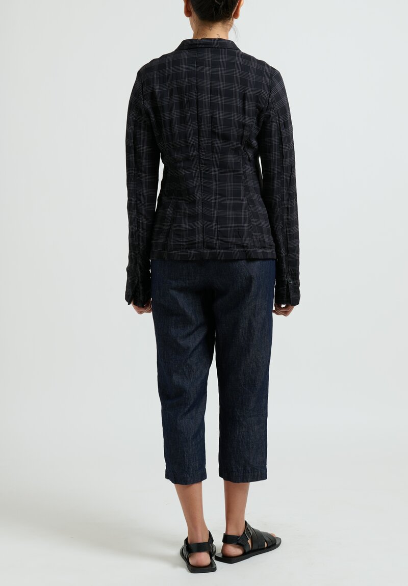 Rundholz Small Collar, Fitted Jacket in Black Check	