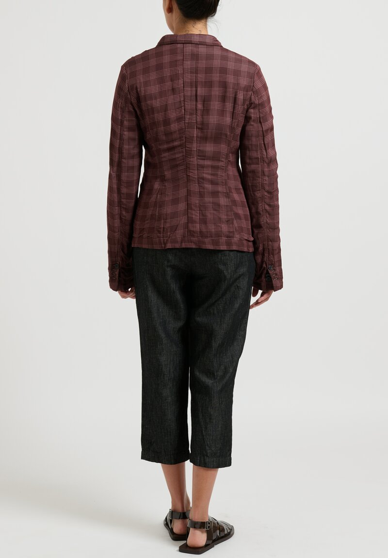 Rundholz Small Collar, Fitted Jacket in Noix Brown Check	