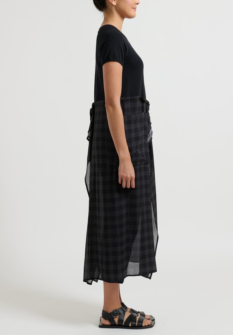 Rundholz Checkered Split Skirt Tunic in Black	