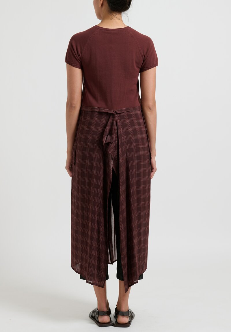 Rundholz Checkered Split Skirt Tunic in Noix Brown	
