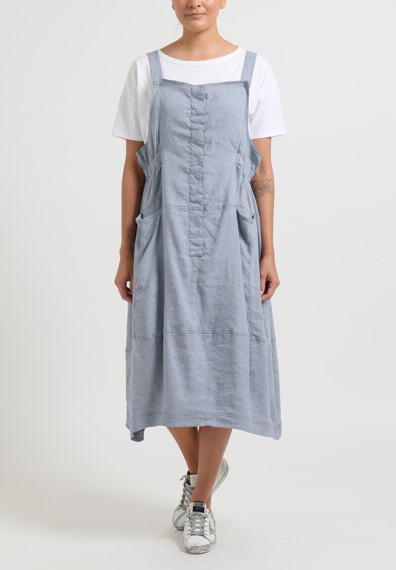 Rundholz Black Label Checkered Tulip Pinafore in Sloe Blue	