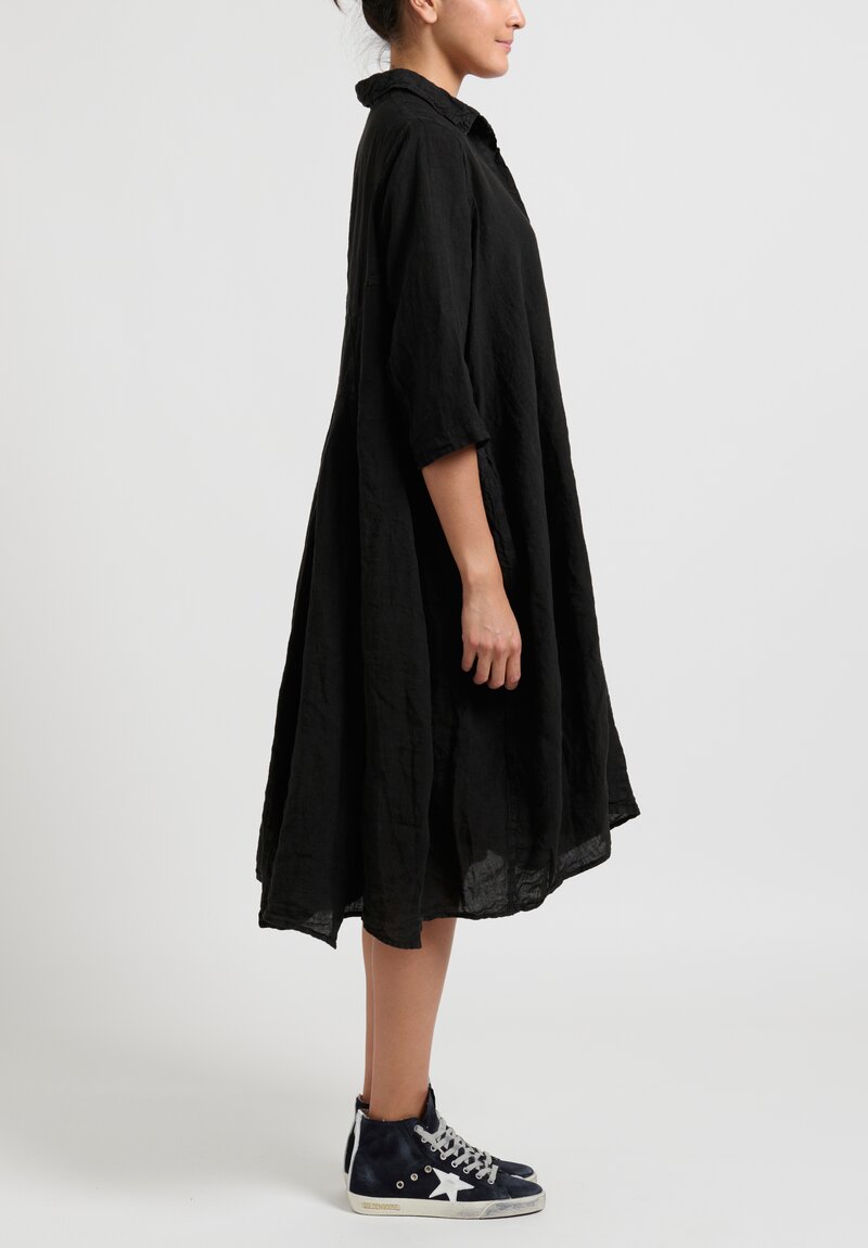 Rundholz Black Label Numbers Oversized Linen Dress in Black	