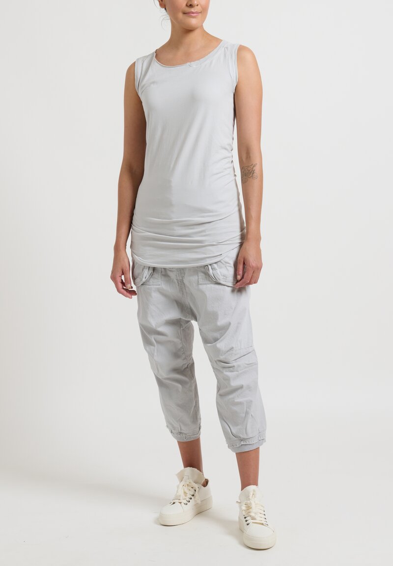 Rundholz Dip Sleeveless Long Cotton T-Shirt in Cloud Grey	