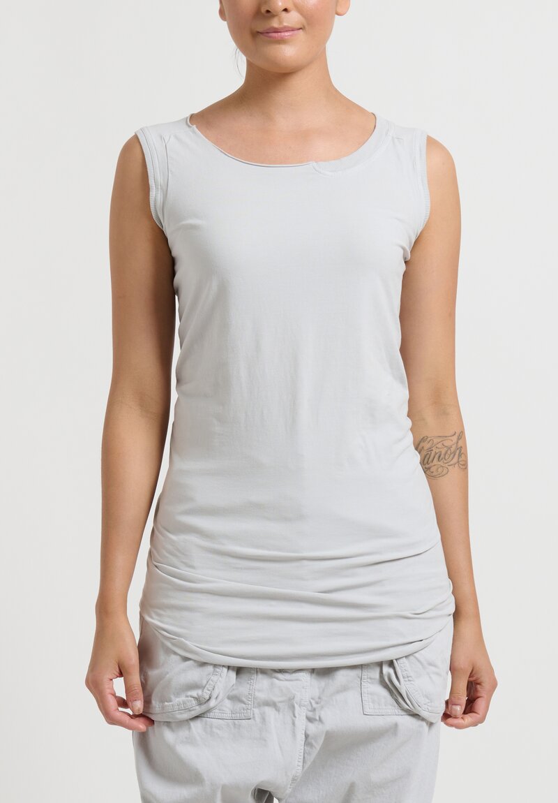 Rundholz Dip Sleeveless Long Cotton T-Shirt in Cloud Grey	