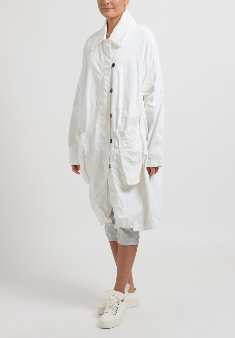 Rundholz Dip Long Cotton Cocoon Coat in Star White	