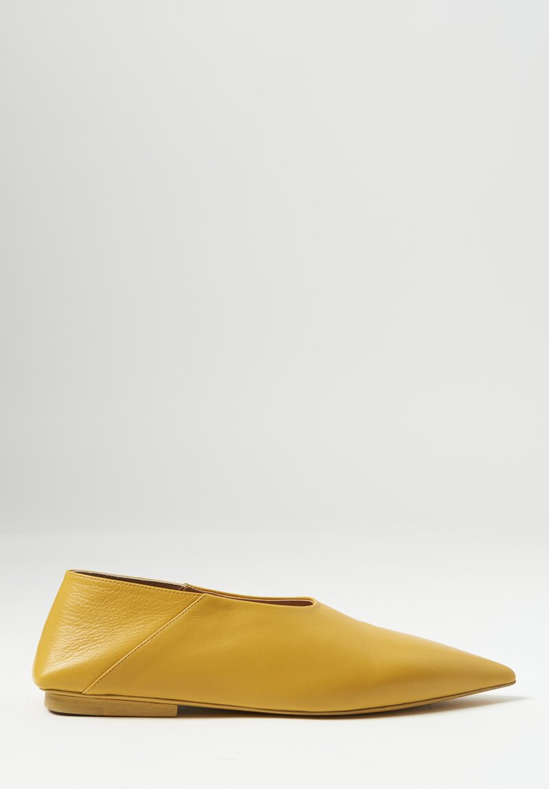 Marséll Leather ''Ago'' Pointed Toe Ballerina Shoe in Pollen Yellow	