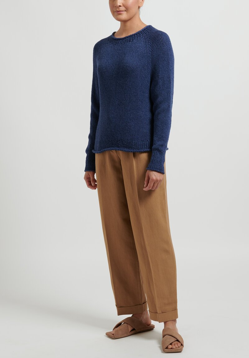 Wommelsdorff Hand Knit Hanami Cashmere Sweater in Denim Blue